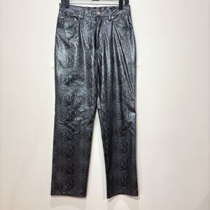 YMLA Snakeskin Pants Women 30 Gray Y2K 90s Mod Disco Hip Hop Retro Clubwear Rave